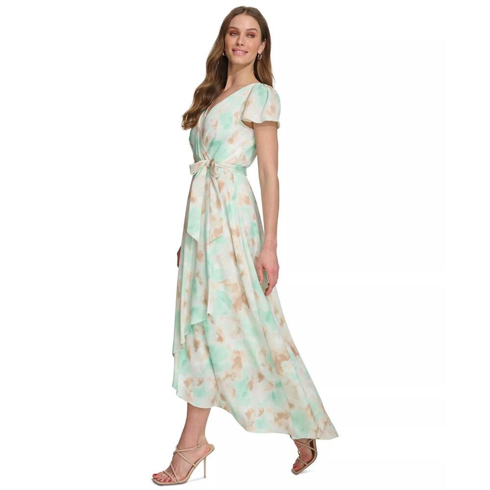 NWT DKNY Women's Mint and Tan Maxi Dress Size 6 - Picture 4 of 8